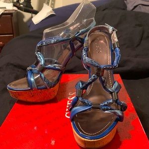 GUESS BLUE! Never worn! NEW IN BOX! Strappy heels!